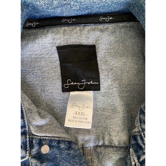 Vtg Sean John Denim Jacket Men's 3XL Chore Trucker Hip Hop Streetwear Y2K Blue - Picture 3 of 8